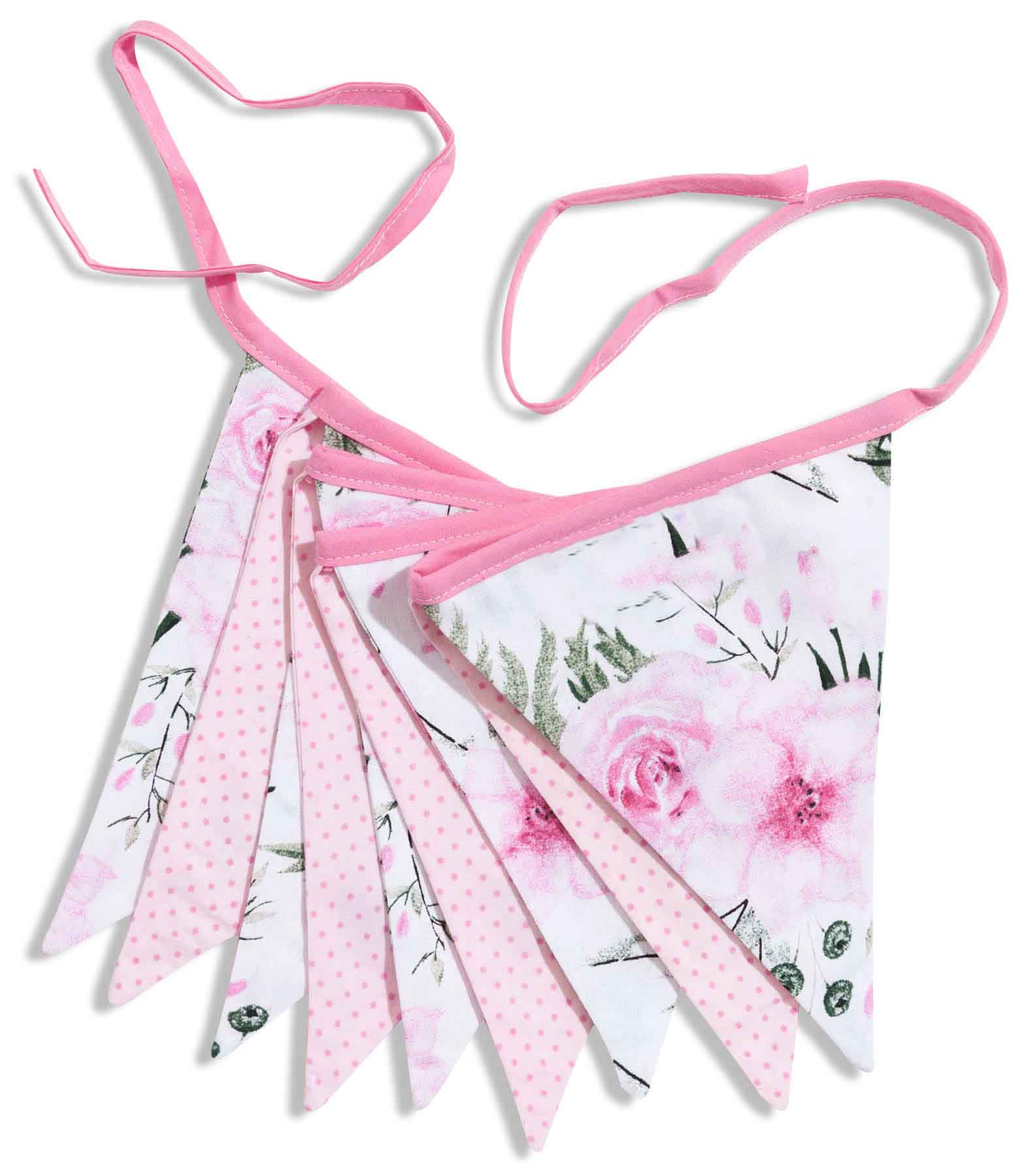 Girlada-simaiakia-Pink-floral-babyllama Γιρλάντα με σημαιάκια Pink Floral - Image 1