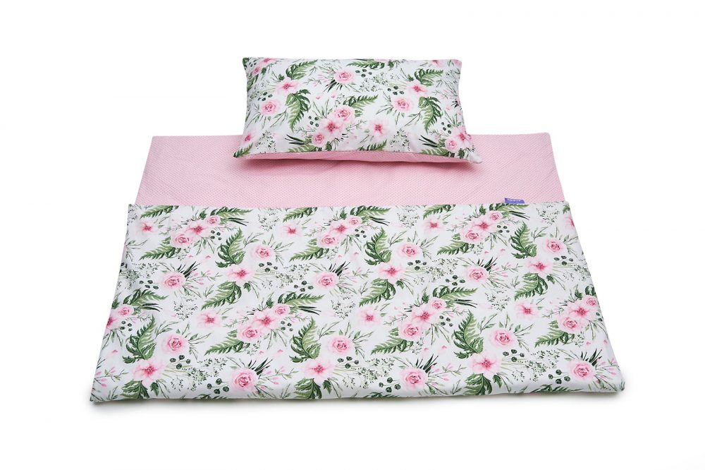 Set paploma me maxilarothiki Pink floral Babyllama Παπλωματοθήκη Pink Floral 135x100cm +2 Δώρα - Image 1