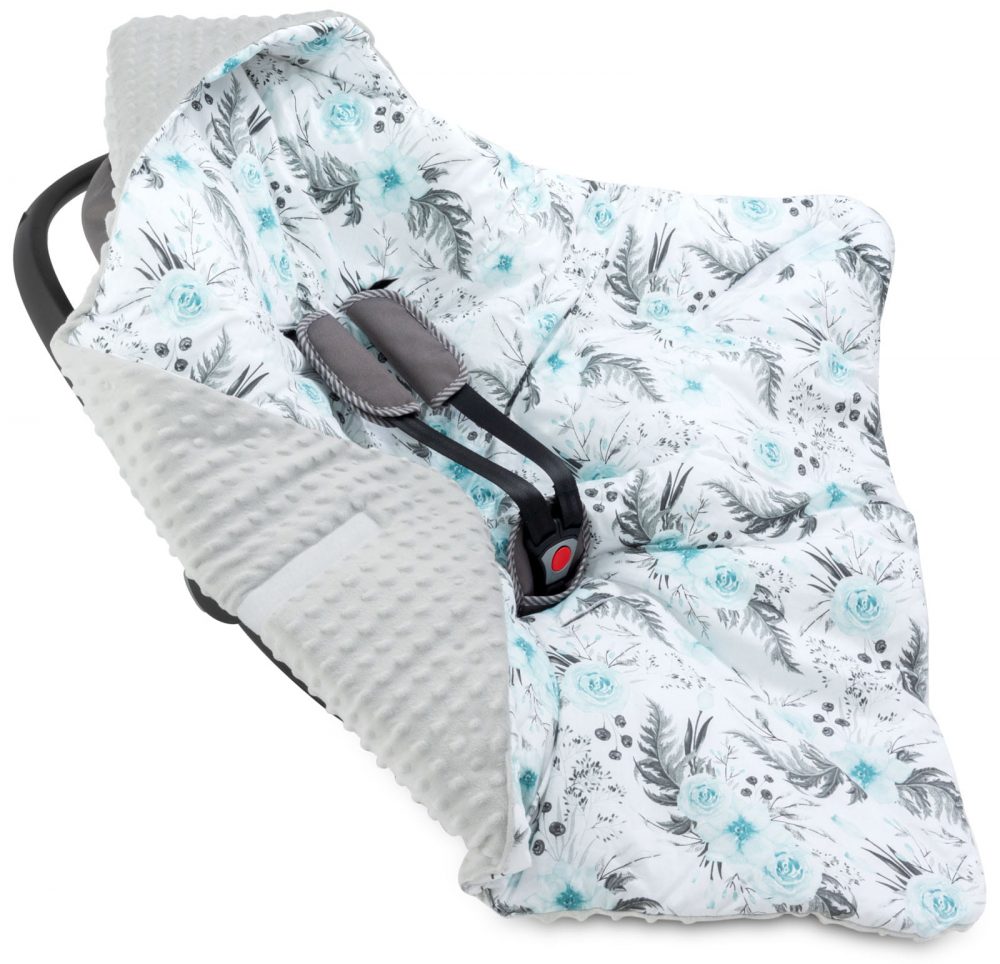 kouverta autokinitou - Menta floral-2 Babyllama Κουβέρτα καθίσματος αυτοκινήτου Μέντα Floral - Image 2
