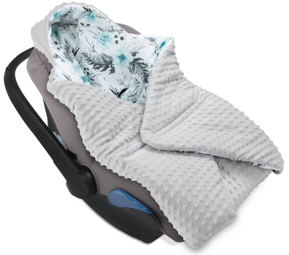 kouverta autokinitou - Menta floral- Babyllama Κουβέρτα καθίσματος αυτοκινήτου Μέντα Floral - Image 1