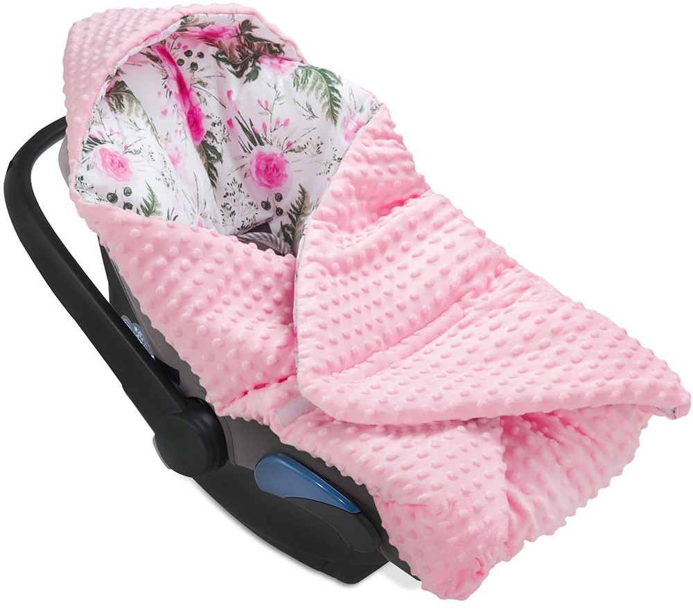 kouverta autokinitou - Pink Floral - Babyllama Κουβέρτα καθίσματος αυτοκινήτου Pink Floral - Image 1
