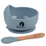 Μπoλ Φαγητού Σιλικόνης με κουτάλι Dusty Blue