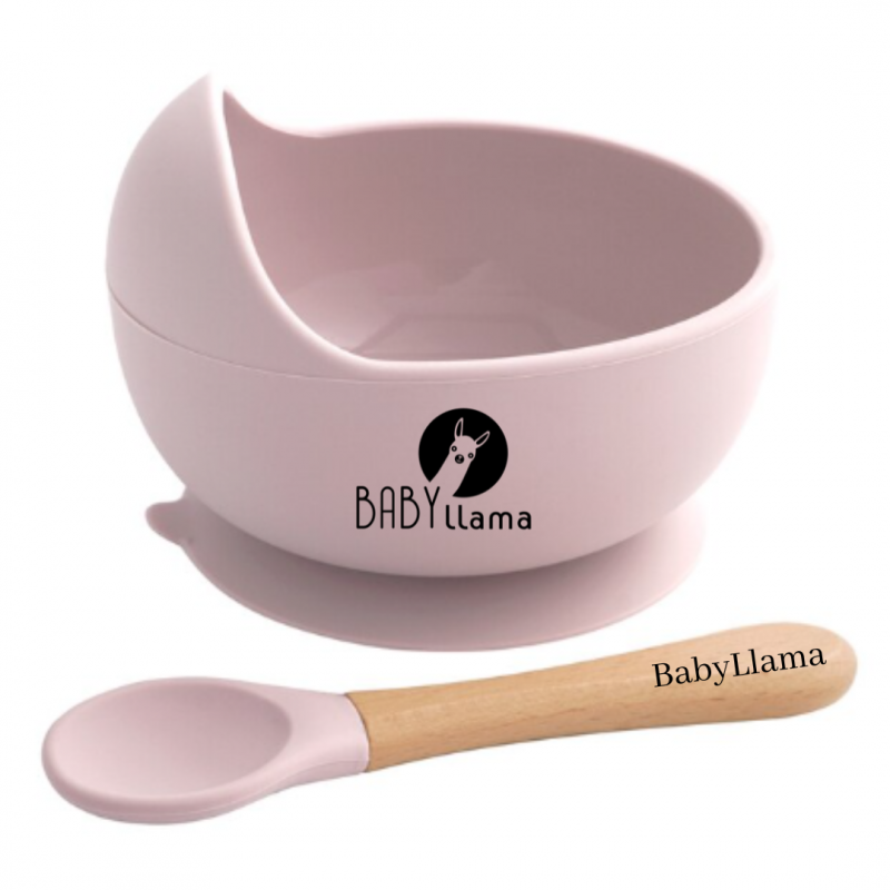 mpol dusty pink Μπoλ Φαγητού Σιλικόνης με κουτάλι Dusty Pink - Image 1