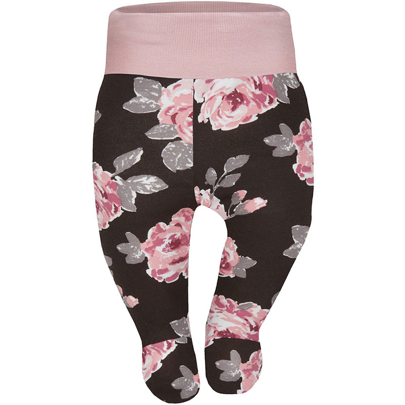 vrefiko-pantelonaki-Floral-mavro-Babyllama Βρεφικό παντελονάκι Mαύρο Floral 0-3 μηνών - Image 1