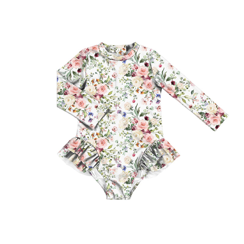 paidiko-olosomo magio Pink Roses - Babyllama Παιδικό ολόσωμο Μαγιό Pink Roses Babyllama - Image 1