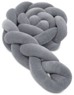 Πάντα πλεξούδα τριπλή χειροποίητη Velvet 200x18εκ Dark Grey - Image 2