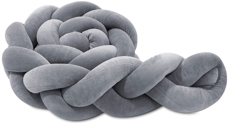 Plexouda-tripli-2m-DARK-GREY-Babyllama_4 Πάντα πλεξούδα τριπλή χειροποίητη Velvet 200x18εκ Dark Grey - Image 4