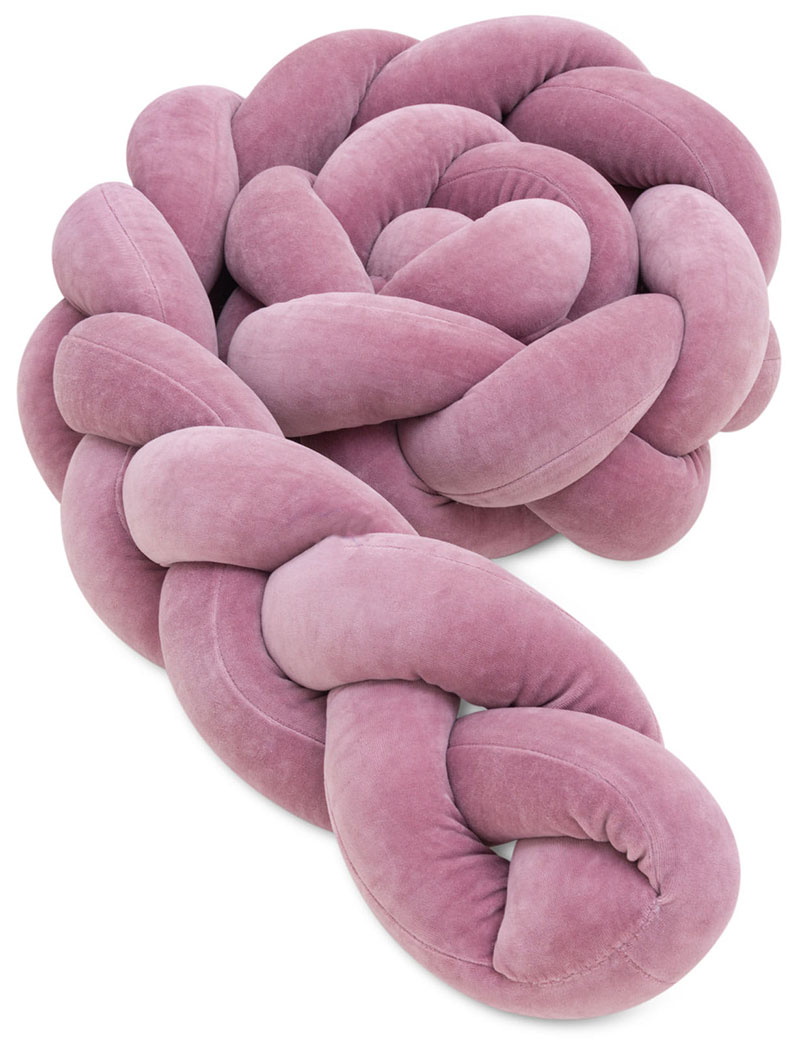 Plexouda-tripli-2m-DUSTY-PINK-Babyllama_2 Πάντα πλεξούδα τριπλή χειροποίητη Velvet 200x18εκ Dusty Pink - Image 2