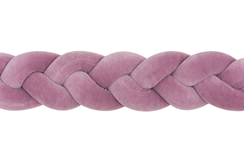 Plexouda-tripli-2m-DUSTY-PINK-Babyllama_5 Πάντα πλεξούδα τριπλή χειροποίητη Velvet 200x18εκ Dusty Pink - Image 4