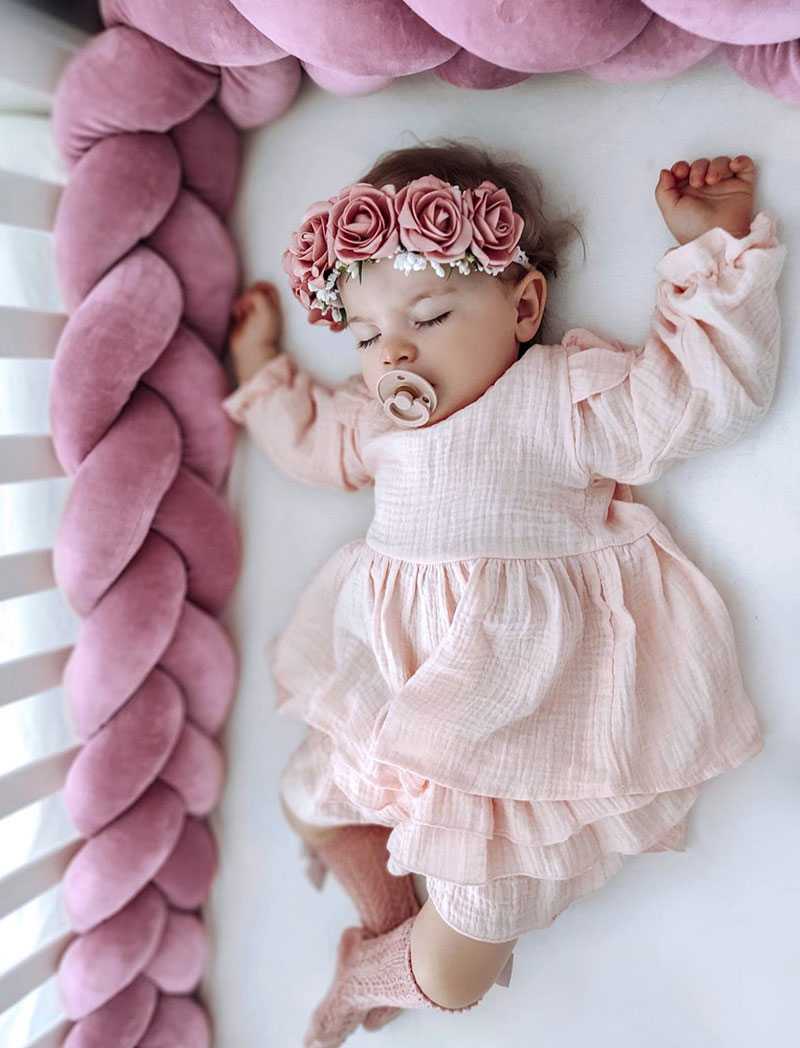 Plexouda-tripli-2m-DUSTY-PINK-Babyllama_6 Πάντα πλεξούδα τριπλή χειροποίητη Velvet 200x18εκ Dusty Pink - Image 6