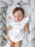 Πάντα πλεξούδα τριπλή χειροποίητη Velvet 200x18εκ Light Grey - Image 3