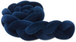 Πάντα πλεξούδα τριπλή χειροποίητη Velvet 200x18εκ Navy - Image 4