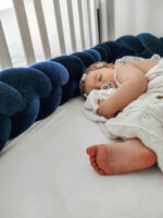 Πάντα πλεξούδα τριπλή χειροποίητη Velvet 200x18εκ Navy - Image 3