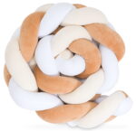 Πάντα πλεξούδα τριπλή χειροποίητη Velvet 200x18εκ caramel - white - beige