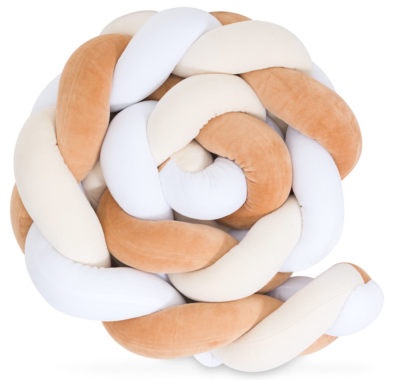 plexouda velvet 2m baby pink - caramel -white -3 Πάντα πλεξούδα τριπλή χειροποίητη Velvet 200x18εκ caramel - white - beige - Image 1