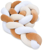 Πάντα πλεξούδα τριπλή χειροποίητη Velvet 200x18εκ caramel - white - beige - Image 4