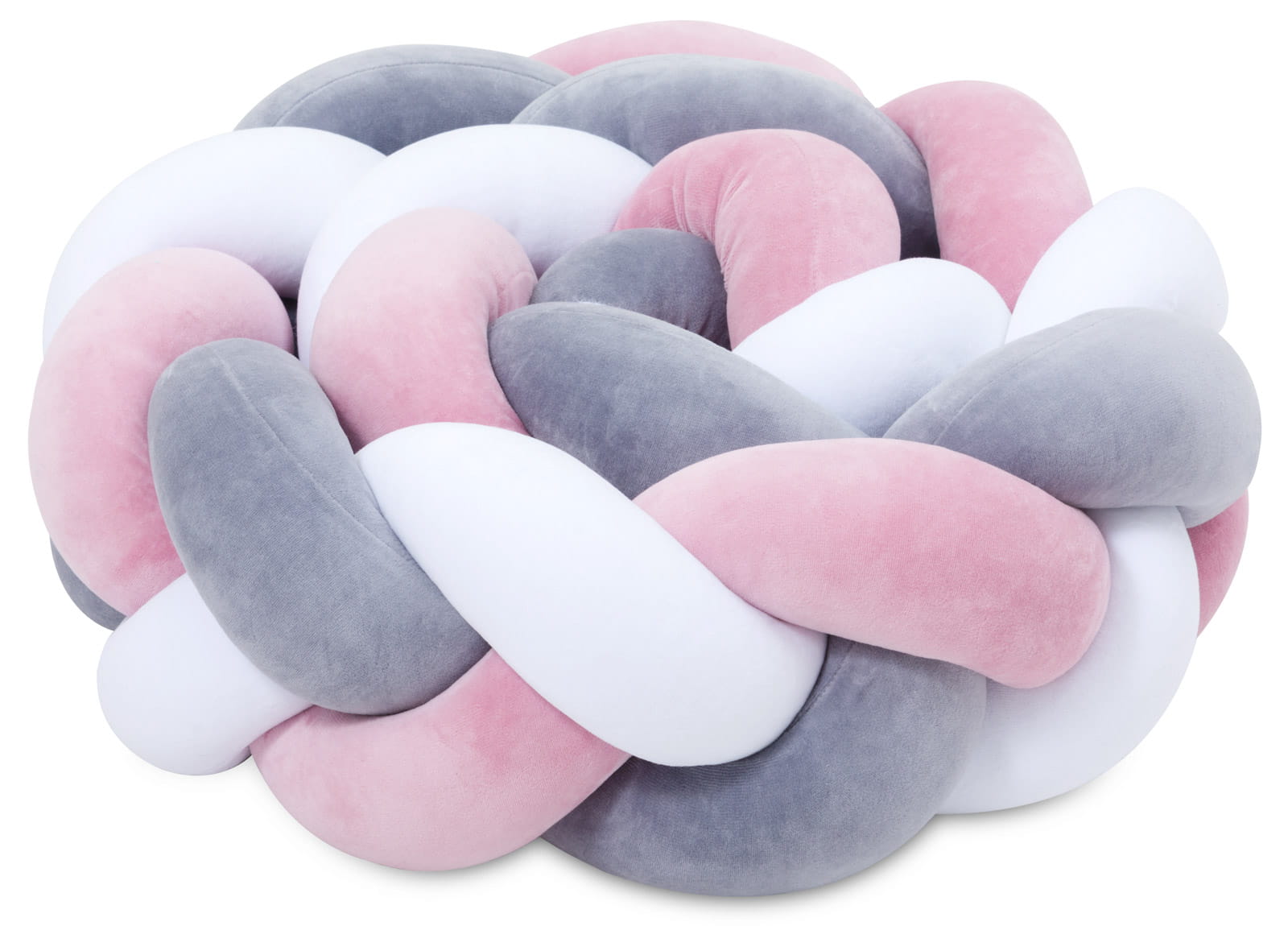 plexouda velvet 2m dusty pink - grey -white-3 Πάντα πλεξούδα τριπλή χειροποίητη Velvet 200x18εκ dusty pink - grey - white - Image 2