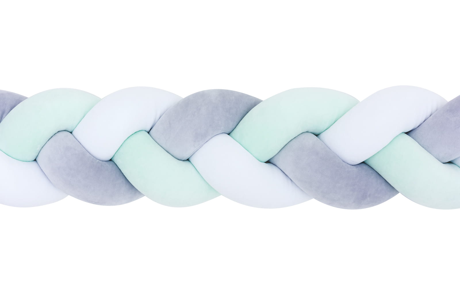 plexouda velvet 2m light blue - grey -white-3 Πάντα πλεξούδα τριπλή χειροποίητη Velvet 200x18εκ mint - grey - white - Image 2
