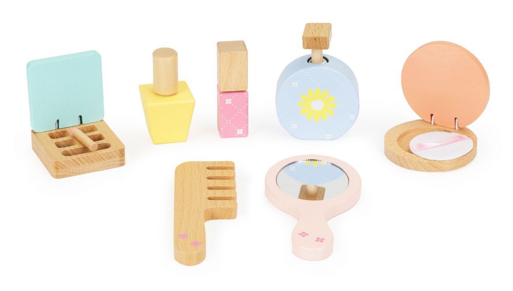 tsanta makigiaz 4502 4 Σετ ξύλινα καλλυντικά μακιγιάζ + τσάντα Ecotoys - Image 4