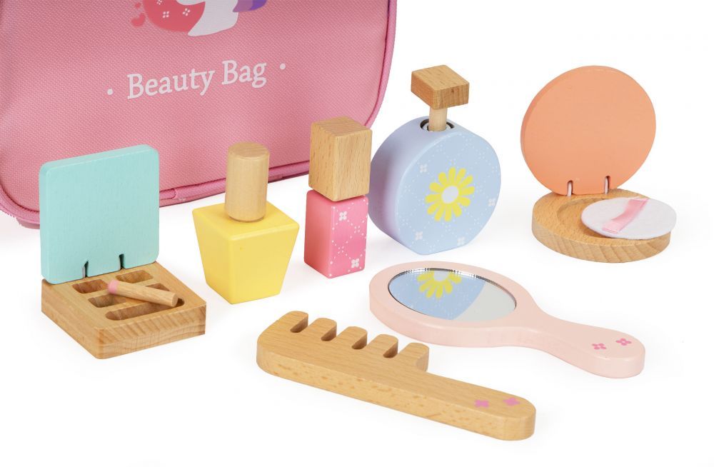 tsanta makigiaz 4502 5 Σετ ξύλινα καλλυντικά μακιγιάζ + τσάντα Ecotoys - Image 5
