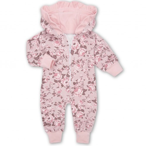 olosοmi forma powder floral babyllama Ολόσωμη φόρμα εξόδου με κουκούλα powder floral - Image 1