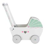 Ξύλινο καροτσάκι κούκλας με κλινοσκεπάσματα Ecotoys