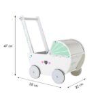 Ξύλινο καροτσάκι κούκλας με κλινοσκεπάσματα Ecotoys - Image 3