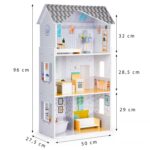 Ξύλινο γκρι κουκλόσπιτο με σετ επίπλων Ecotoys - Image 7