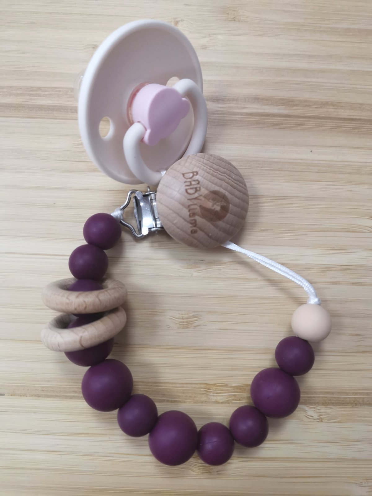 klip pipilas dark purple babyllama Κλιπ Πιπίλας Dark Purple με διπλό δακτύλιο - Image 2