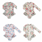 Παιδικό ολόσωμο Μαγιό Vintage Blue Floral - Image 3