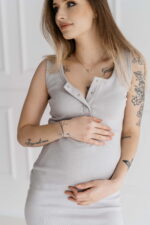 Φόρεμα Εγκυμοσύνης με κουμπιά Gray - Image 2