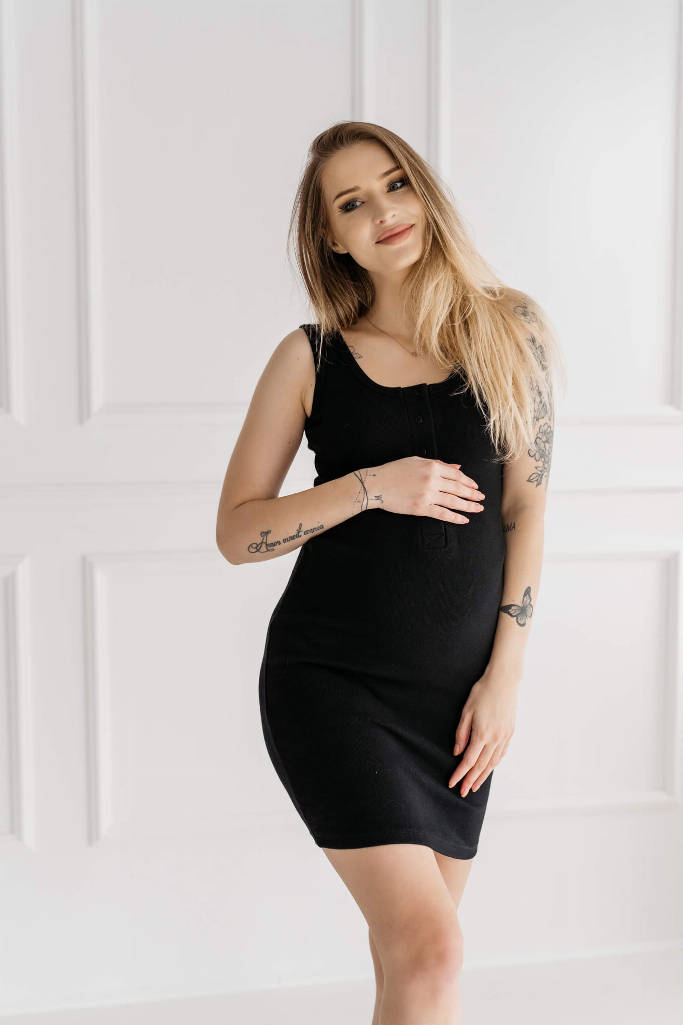 forema egkymosinis me koumpia mauro babyllama Φόρεμα Εγκυμοσύνης με κουμπιά Black - Image 1