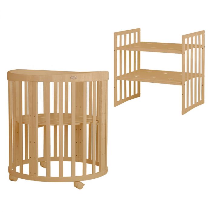 kounia 7 se 1 fysiko ksilo Κούνια 7 σε 1 φυσικό ξύλο με δώρο στρώμα 124x73 cm - Image 4