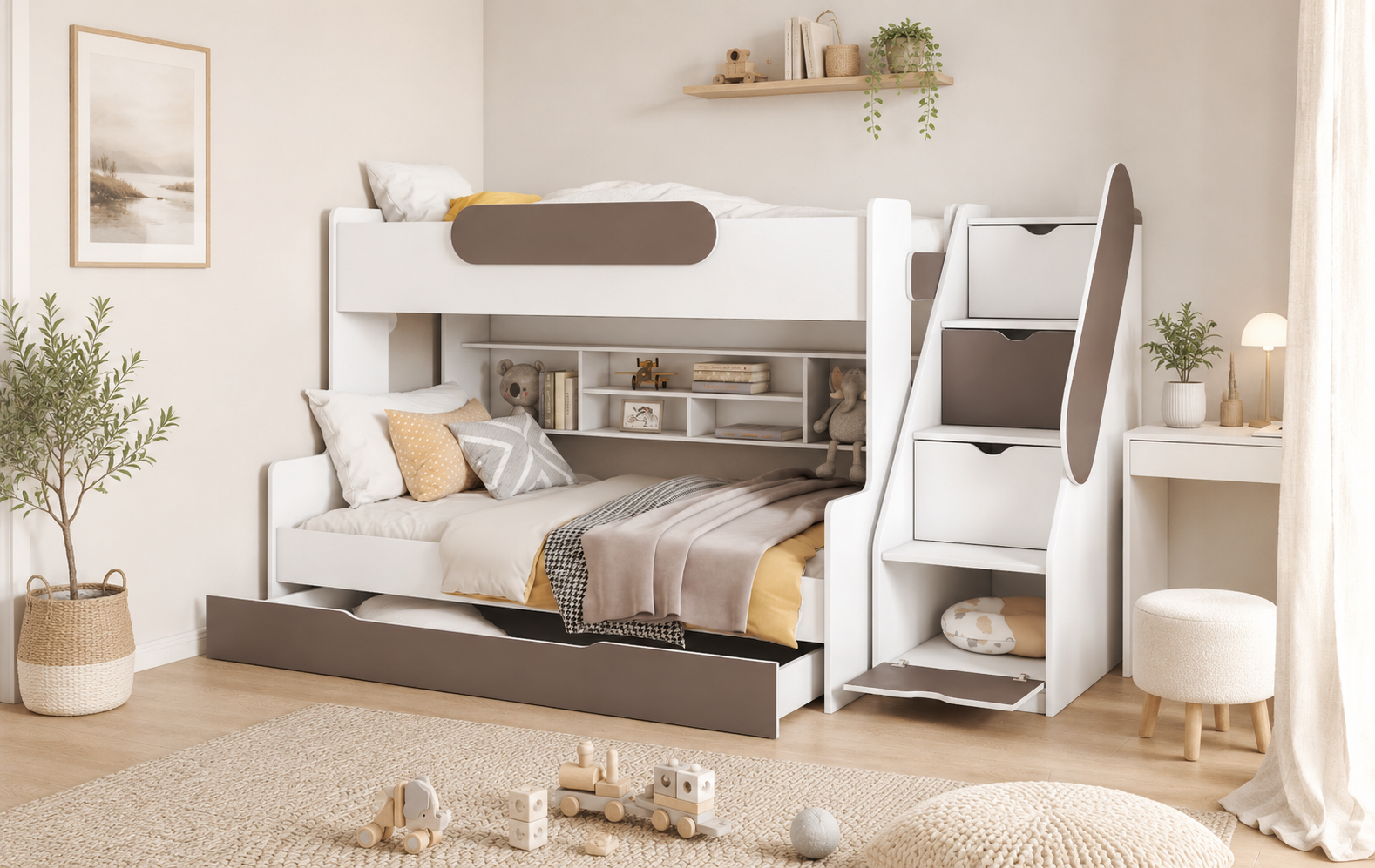 Segan new grey Segan – Ημίδιπλη Κουκέτα 3 ατόμων 120X200 εκ. με συρόμενο έξτρα κρεβάτι - Image 1