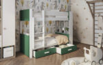 GASPAR Κουκέτα με Συρτάρια και Βιβλιοθήκη Λευκό / Πράσινο - Bazaar - Image 2