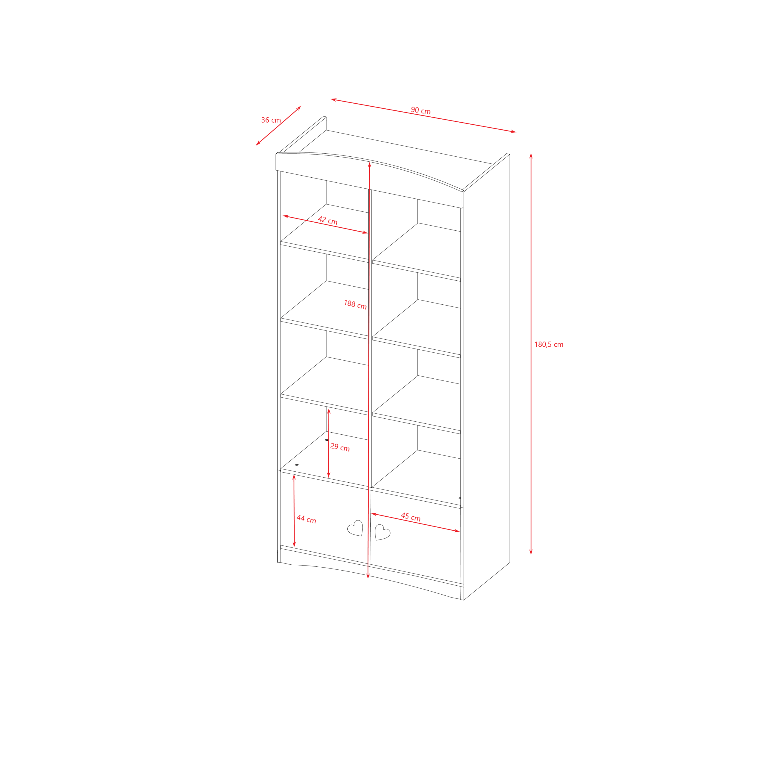 jul6 Βιβλιοθήκη Julia Λευκή 180,5x90x36 - Image 6