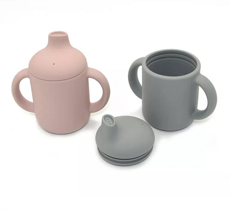 thumbnail (13) Ποτηράκι σιλικόνης με χερούλια Dusty Rose 120ml - Image 2