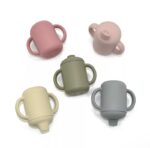 Ποτηράκι σιλικόνης με χερούλια Dusty Rose 120ml - Image 5