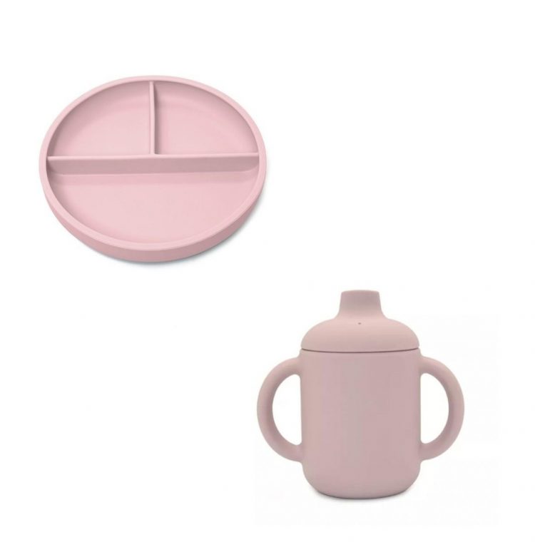 piati-me-xwrismata-potiraki-me-xeroulia-dusty-pink Σετ Φαγητού Πιάτο με χωρίσματα + Ποτηράκι με χερούλια Dusty Pink - Image 4