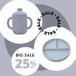 Σετ Φαγητού Πιάτο με χωρίσματα + Ποτηράκι με χερούλια Dusty Blue