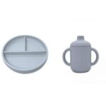 Σετ Φαγητού Πιάτο με χωρίσματα + Ποτηράκι με χερούλια Dusty Blue - Image 4