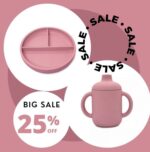 Σετ Φαγητού Πιάτο με χωρίσματα + Ποτηράκι με χερούλια Dusty Rose