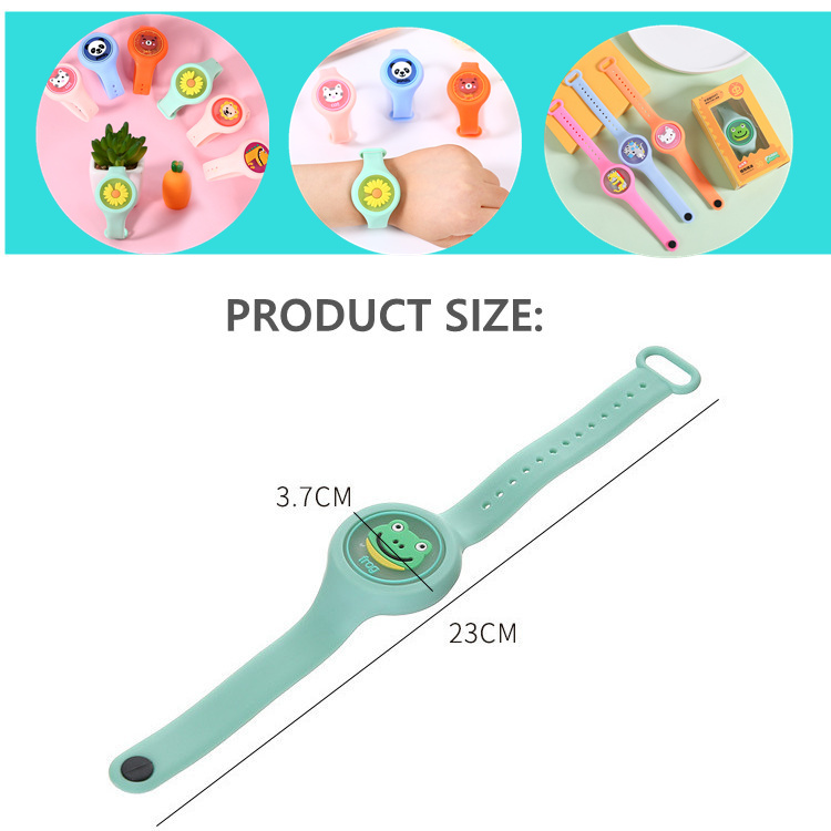 Cartoon-Mosquito-Repellent-Bracelet-Outdoor-Waterproof-Watch-Children-Summer-Insect-Repellent-Lightweight-Wrist-Band-Bracelet (2) Αντικουνουπικό βραχιόλι με φωτάκι Ροζ / Μωβ - Image 8