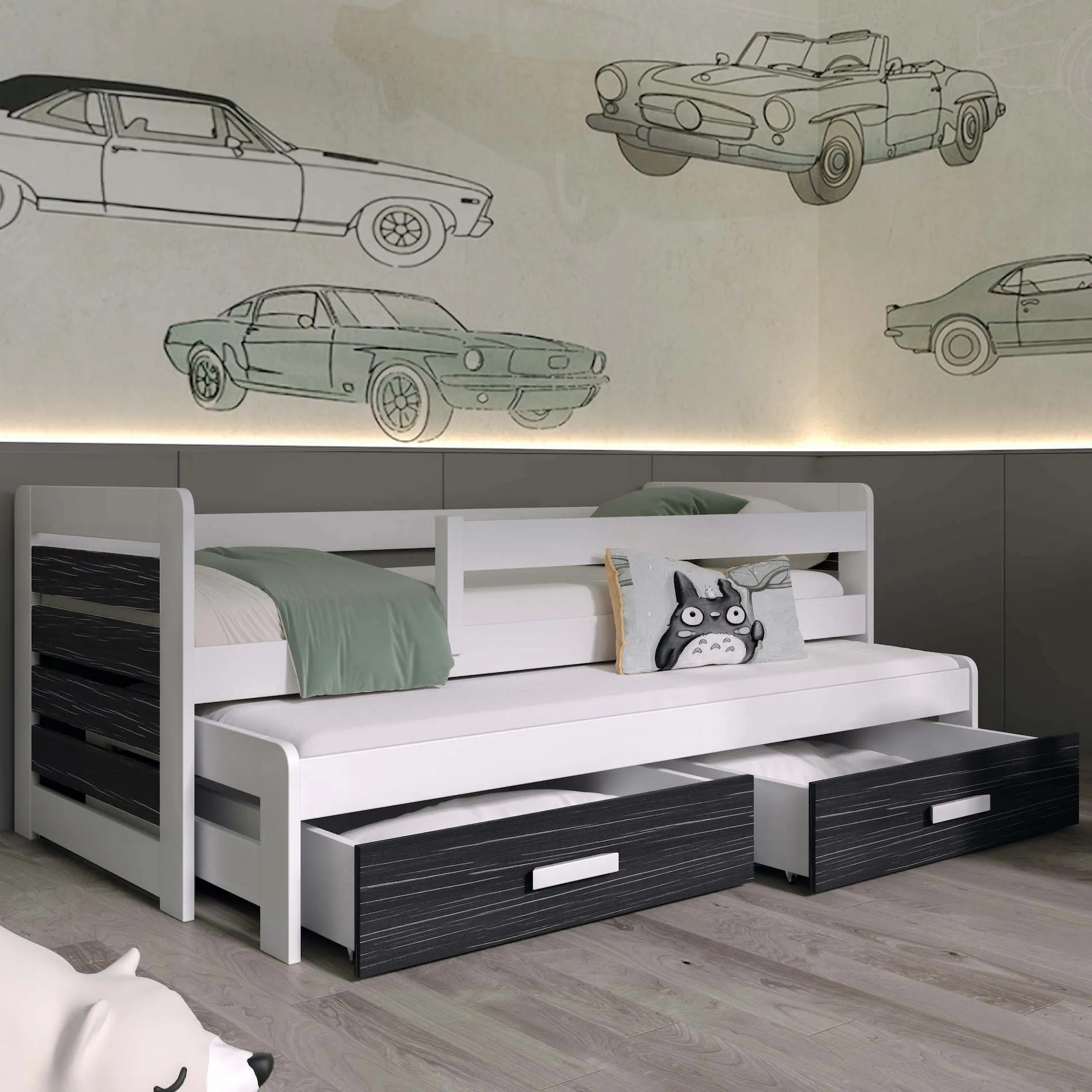 foden-bialy-onyx_-1692281908 Foden 2 ατόμων Παιδικό κρεβάτι με συρόμενο - Image 1