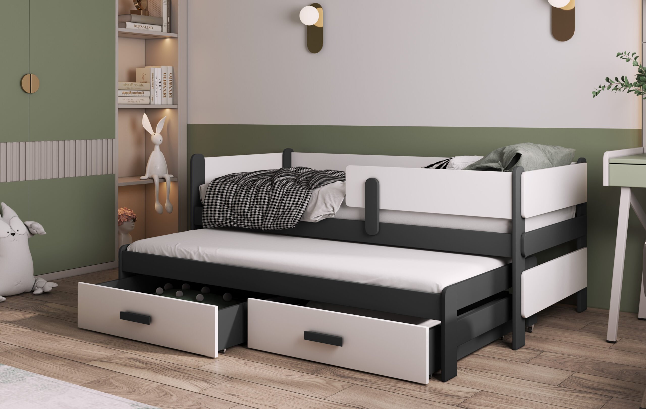 solano-grafit-akryl-bialy Solano 2 ατόμων Παιδικό κρεβάτι με συρόμενο - Image 3