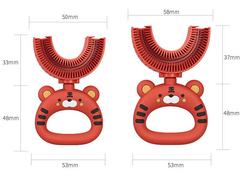 tiger u shape red Παιδική οδοντόβουρτσα σε σχήμα U Τίγρης Κόκκινη - Image 3