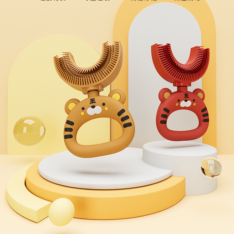 tiger yello red Παιδική οδοντόβουρτσα σε σχήμα U Τίγρης Κόκκινη - Image 2