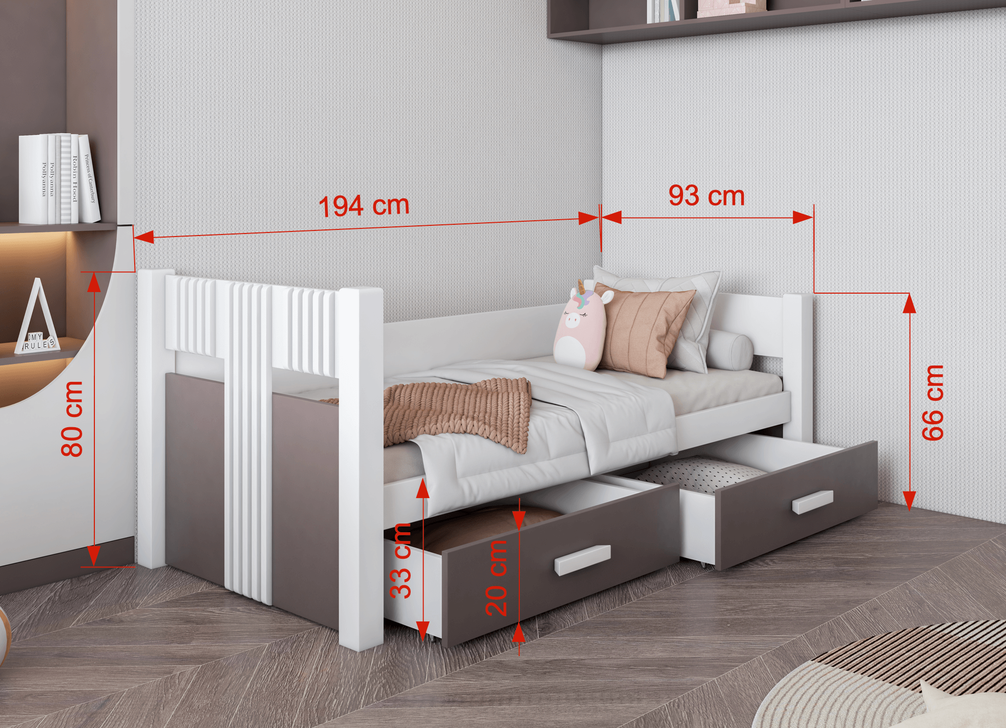 donata180-80-wymiary Donata Παιδικό κρεβάτι - Image 2