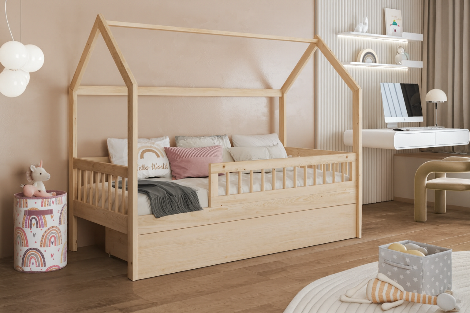 Gaja 2 με συρόμενο κρεβάτι Gaja 2 Κρεβάτι Σπιτάκι ΜΑΣΙΦ Ξύλο με Αφαιρούμενη Σκεπή - Image 7