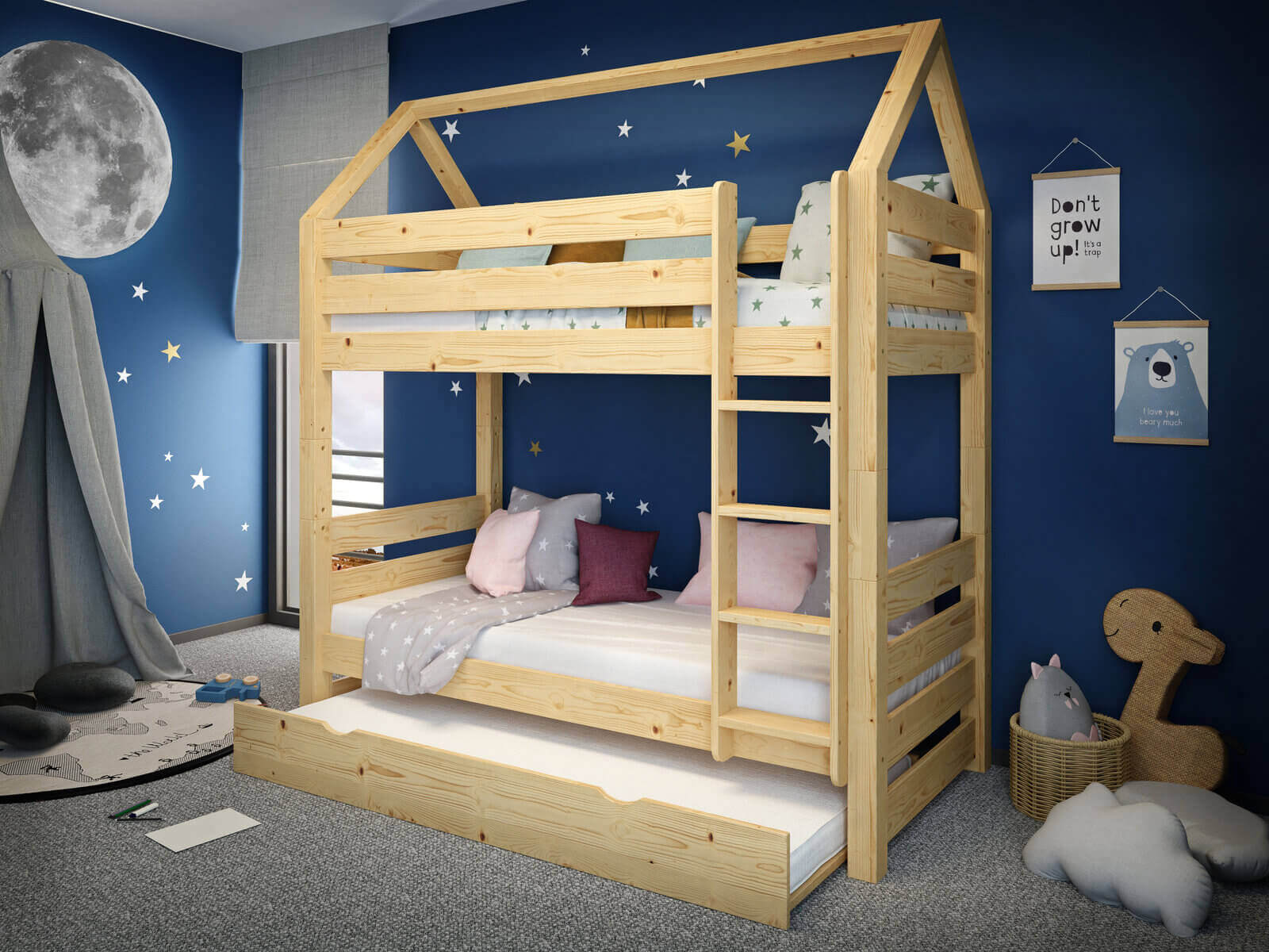 JAN KOUKETA +SKEPI FISIKO KSYLO + KREVATI EVEREST Κουκέτα ΜΑΣΙΦ για στρώματα 200×90 - Image 2